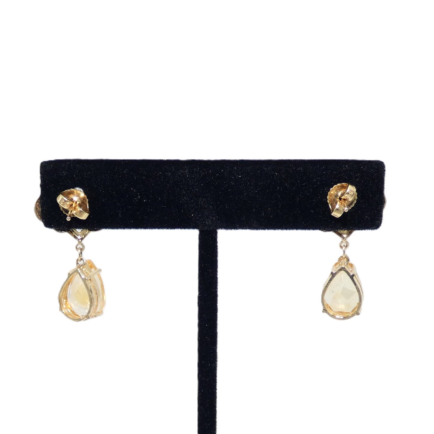 14K Gold Citrine Drop Earrings