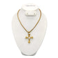 18K Gold Cross Pendant Enhancer with Cultured Pearls