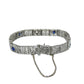 White gold bracelet with blue sapphires and diamonds on on a white background