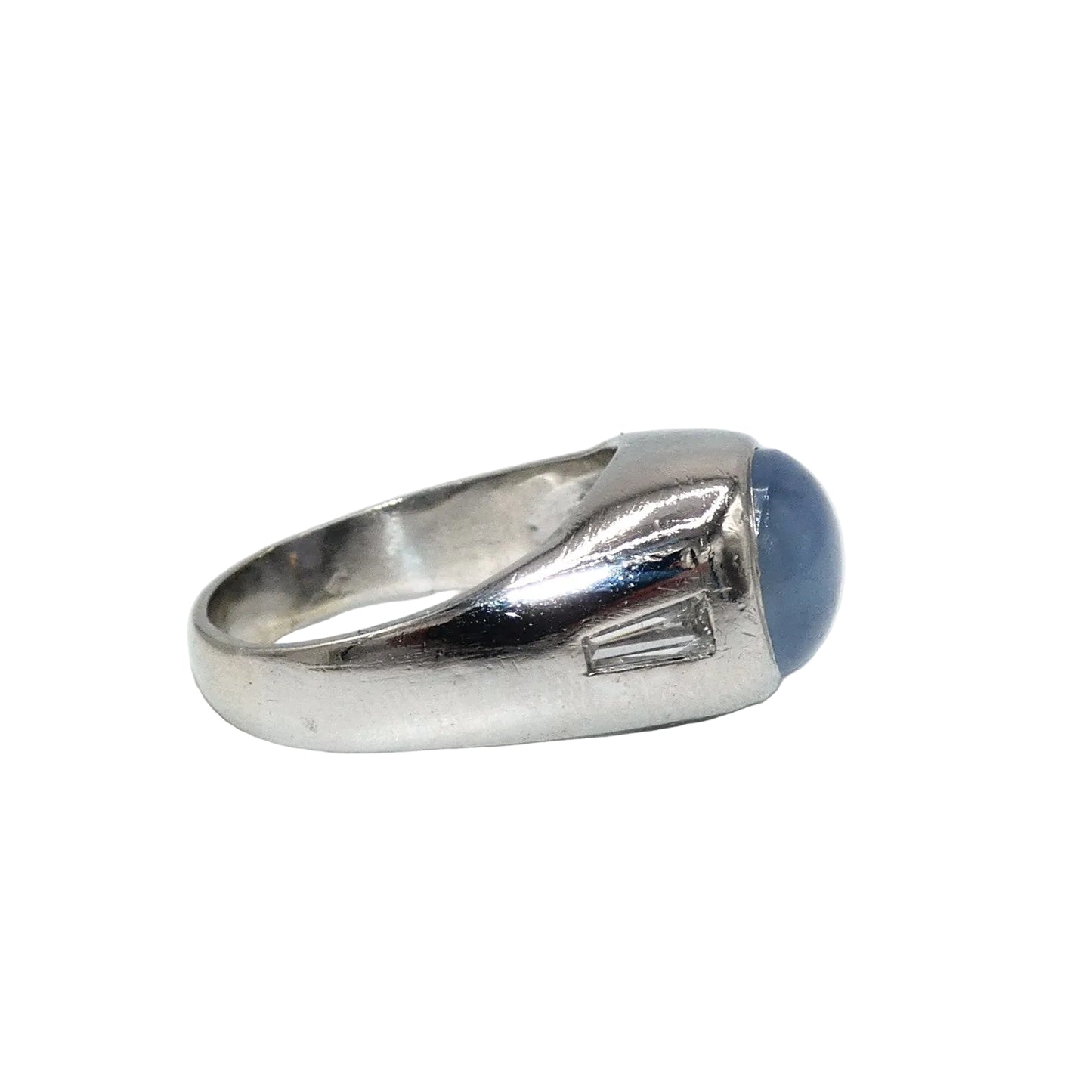 Art Deco Platinum Star Sapphire & Diamond Ring