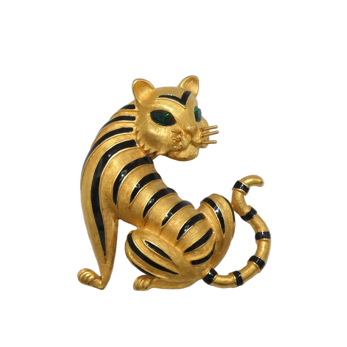 Trifari Green Eye Tiger Pin