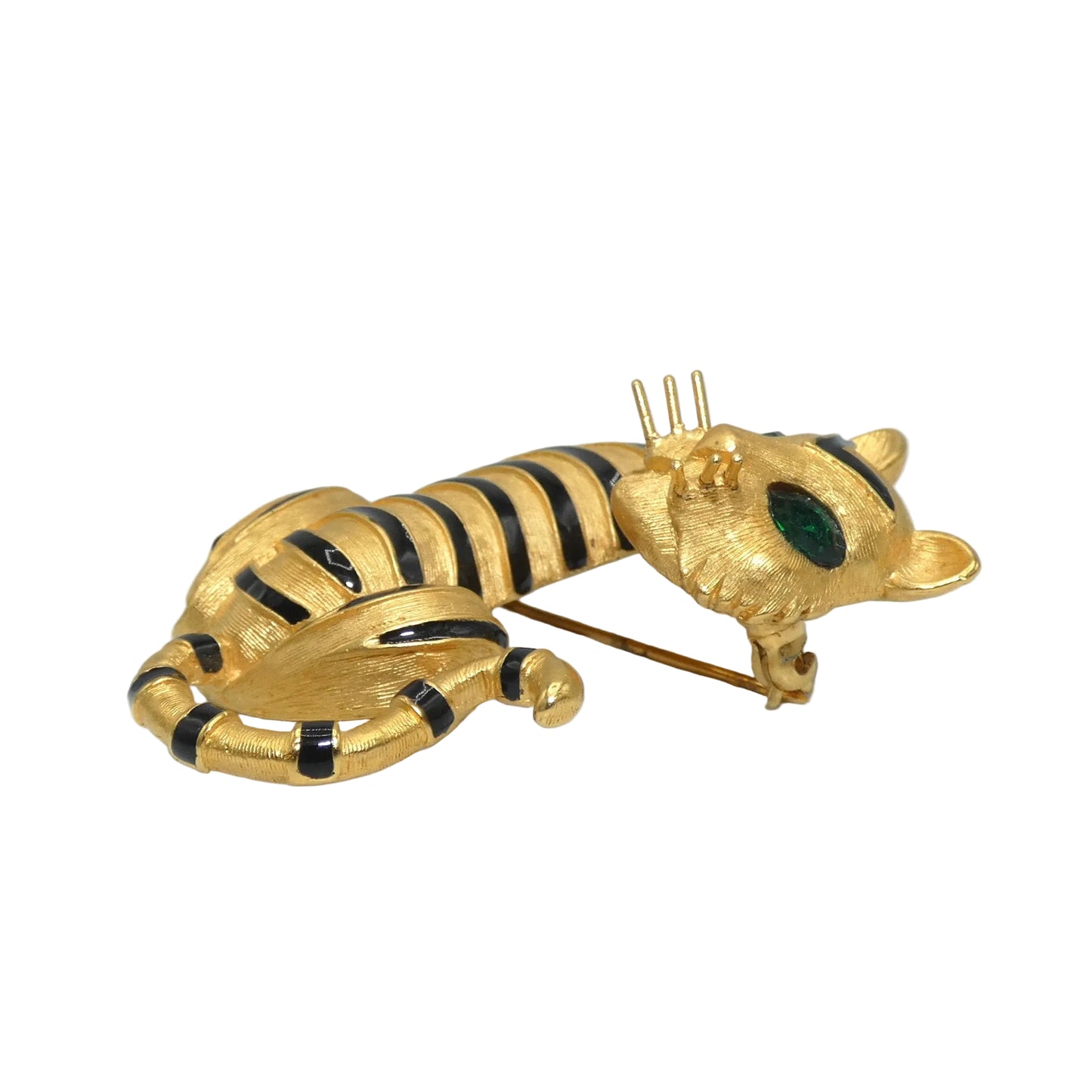 Trifari Green Eye Tiger Pin