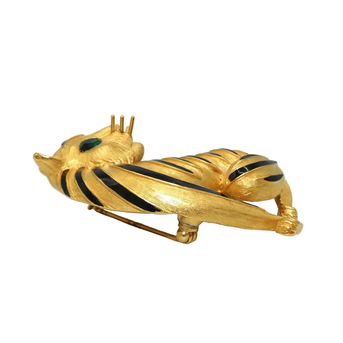 Trifari Green Eye Tiger Pin