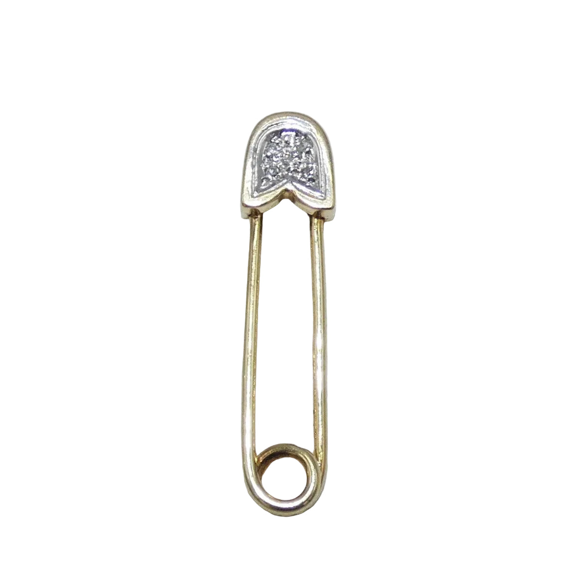 14K Gold Safety Pin with Diamonds