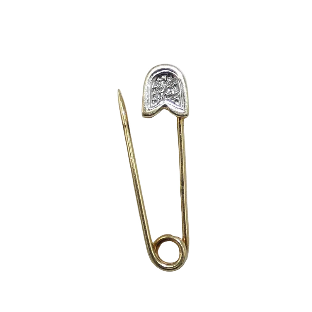 14K Gold Safety Pin with Diamonds