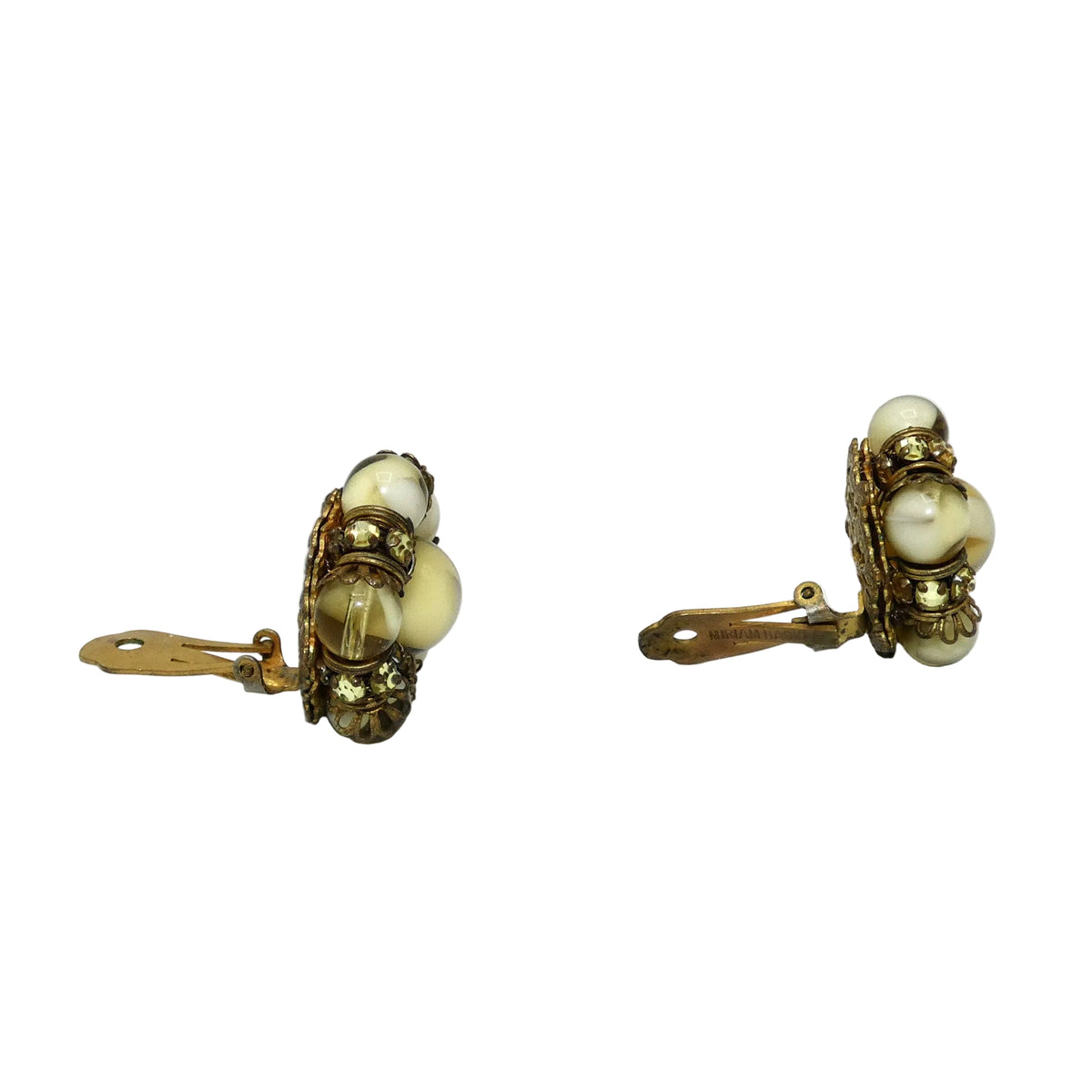 Vintage Miriam Haskell Cluster Clip On Earrings