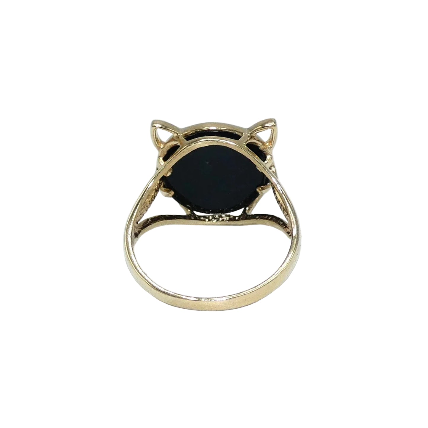 14k Gold Onyx & DIamond Cat Ring