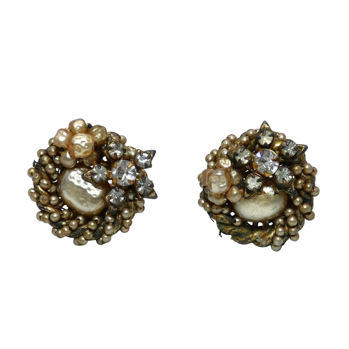 Miriam Haskell Faux Baroque Pearls Butterfly Necklace &  Cluster Earrings