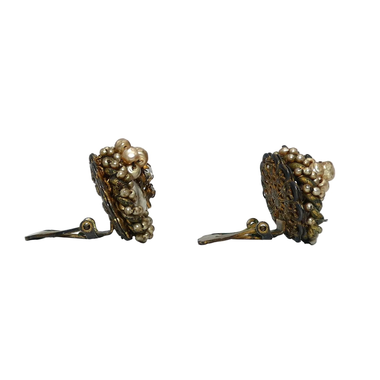 Miriam Haskell Faux Baroque Pearls Butterfly Necklace &  Cluster Earrings