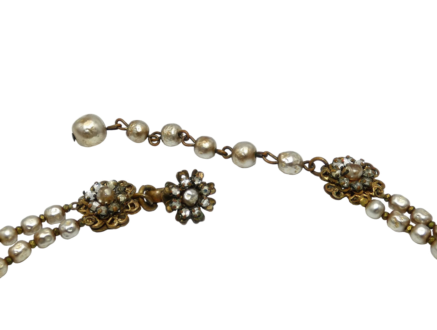 Miriam Haskell Faux Baroque Pearls Butterfly Necklace &  Cluster Earrings