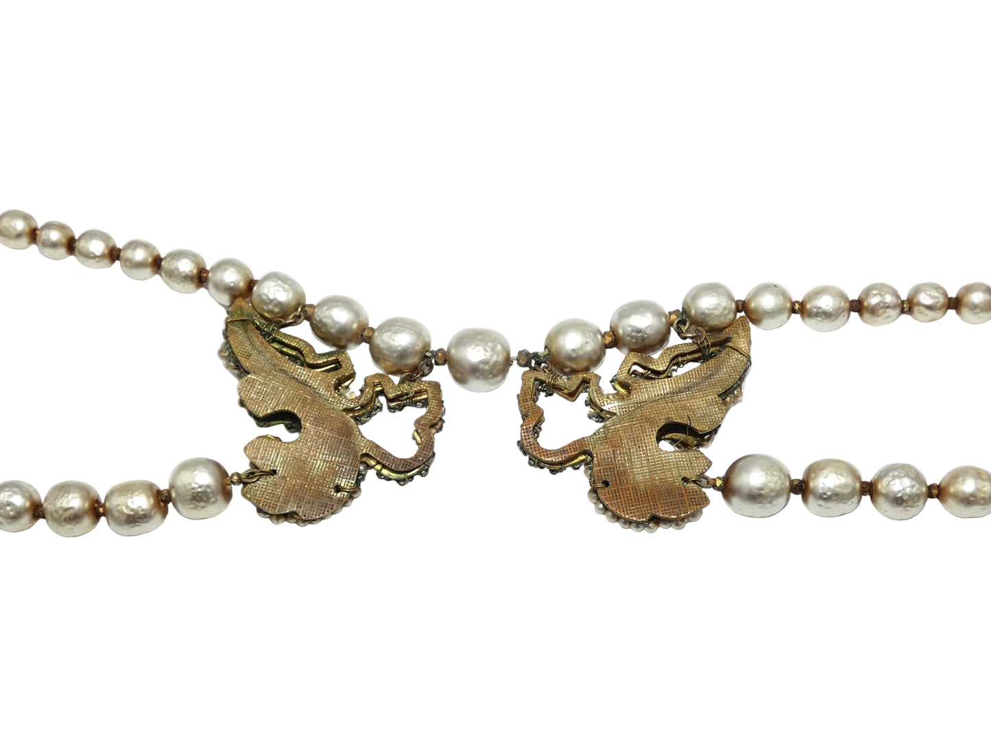 Miriam Haskell Faux Baroque Pearls Butterfly Necklace &  Cluster Earrings