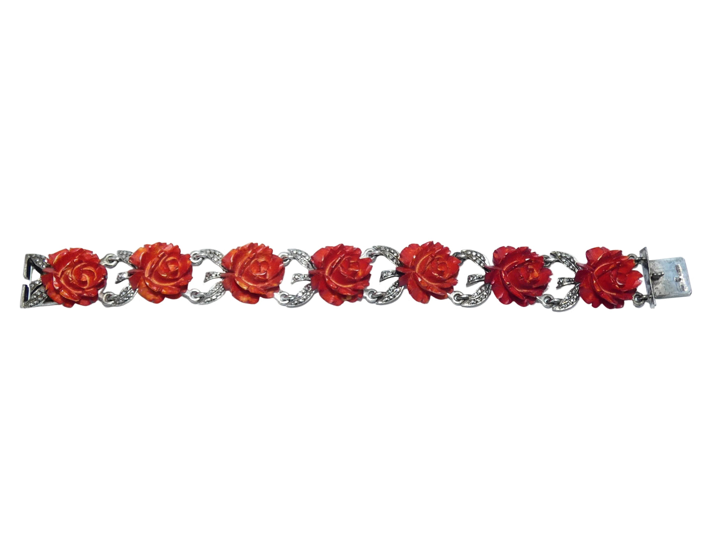 Sterling Silver Rose Bracelet & Earrings