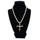18K Gold Cross Pendant Enhancer with Cultured Pearls