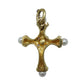 18K Gold Cross Pendant Enhancer with Cultured Pearls