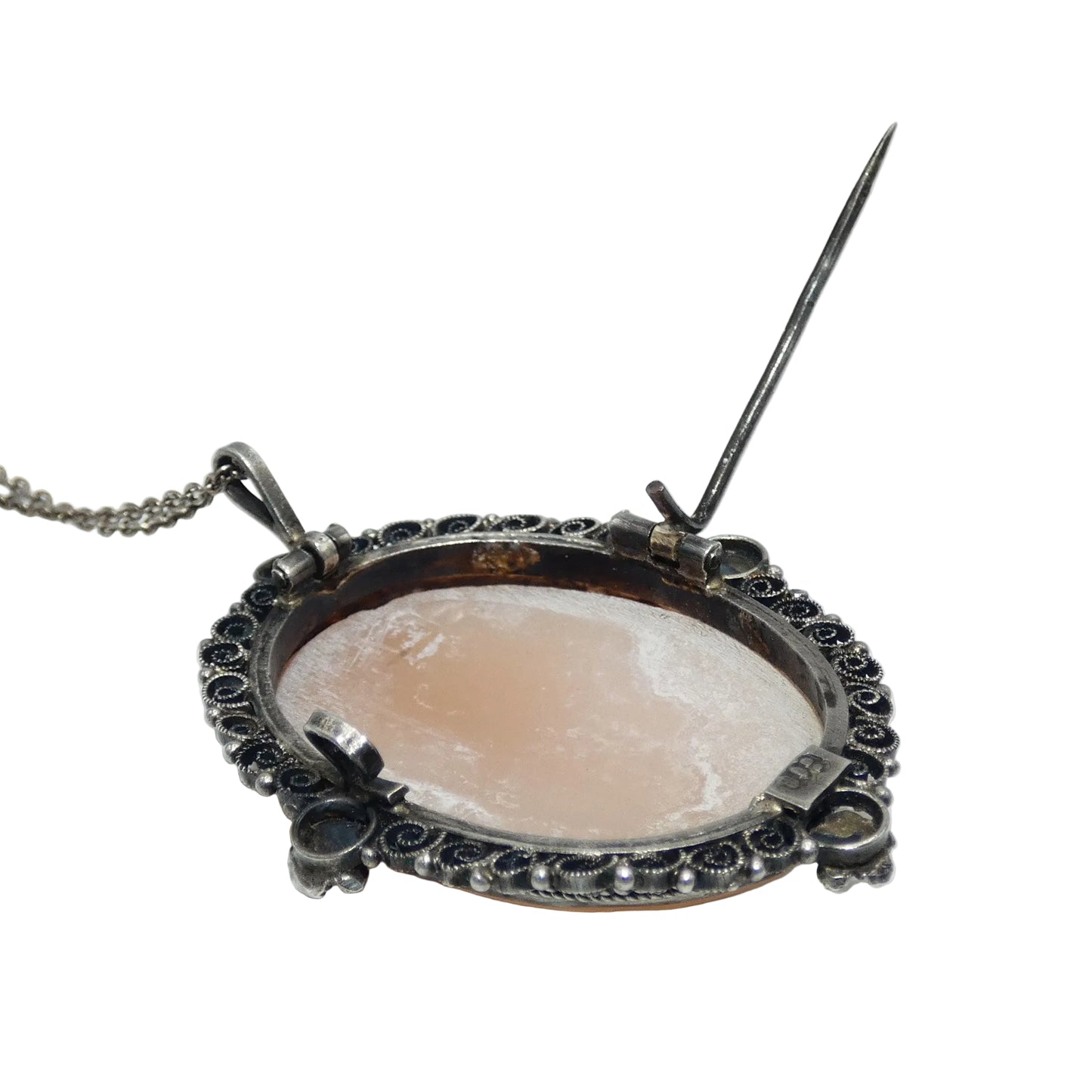 Hebe & Eagle 800 Silver Cameo Pin Pendant