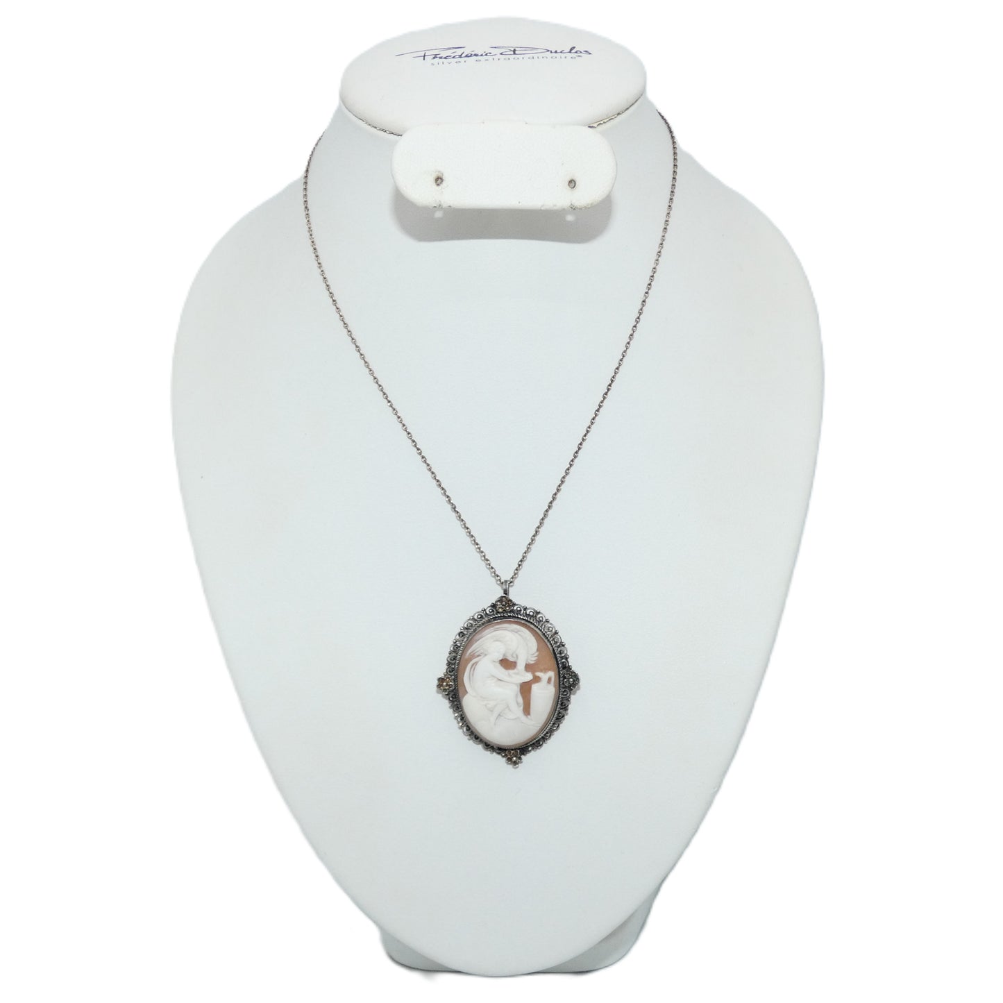 Hebe & Eagle 800 Silver Cameo Pin Pendant