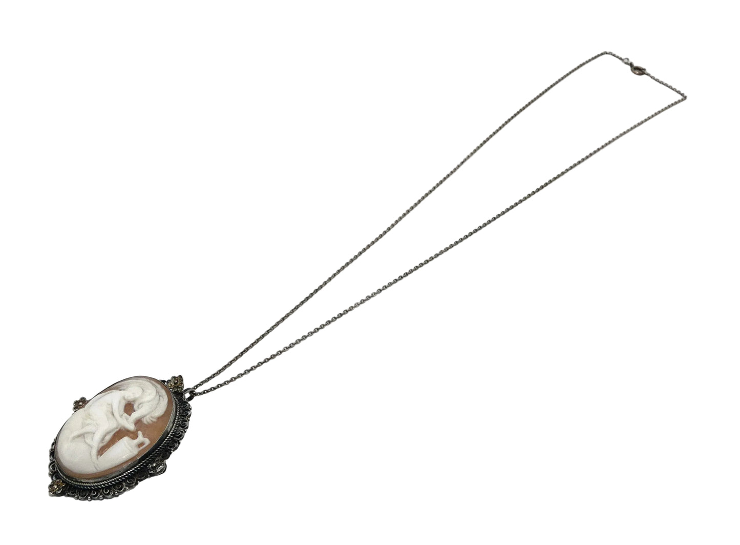 Hebe & Eagle 800 Silver Cameo Pin Pendant