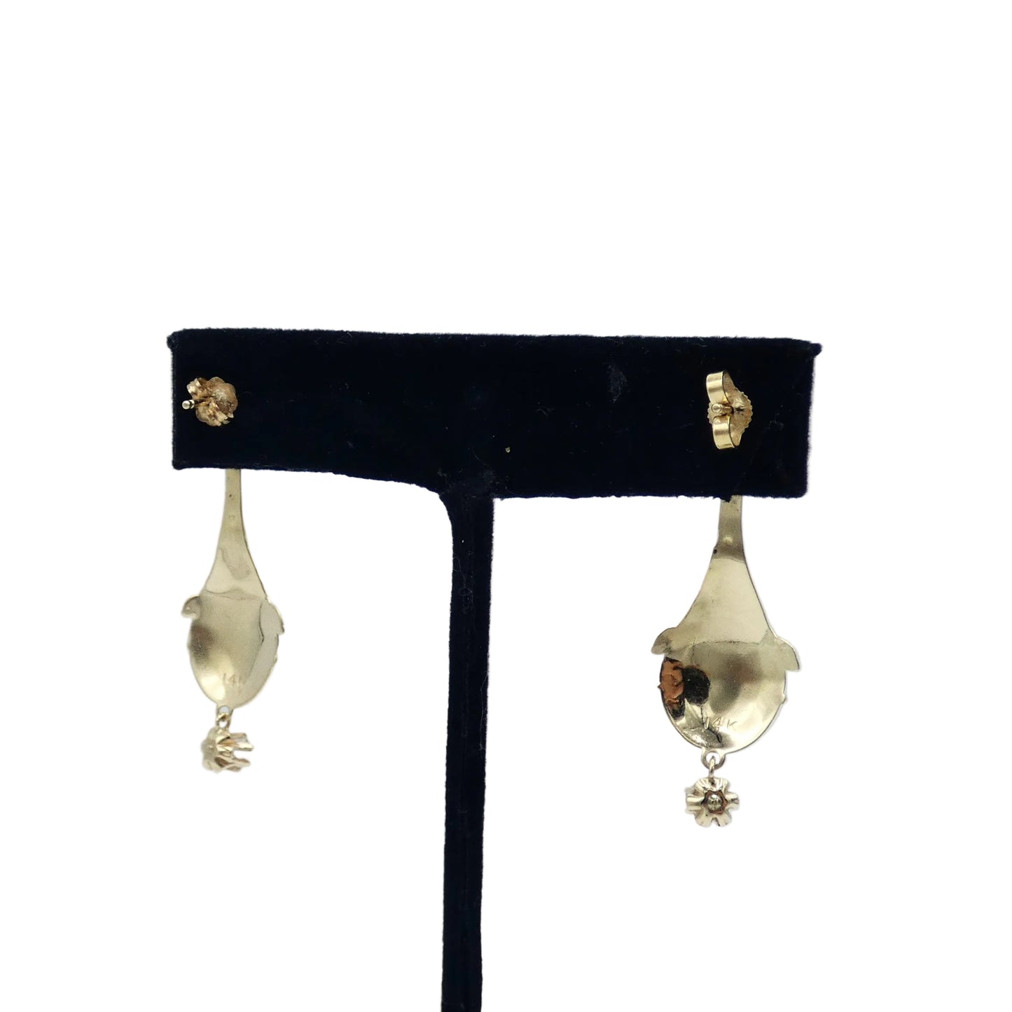 14K Gold Diamond Dangle Earrings