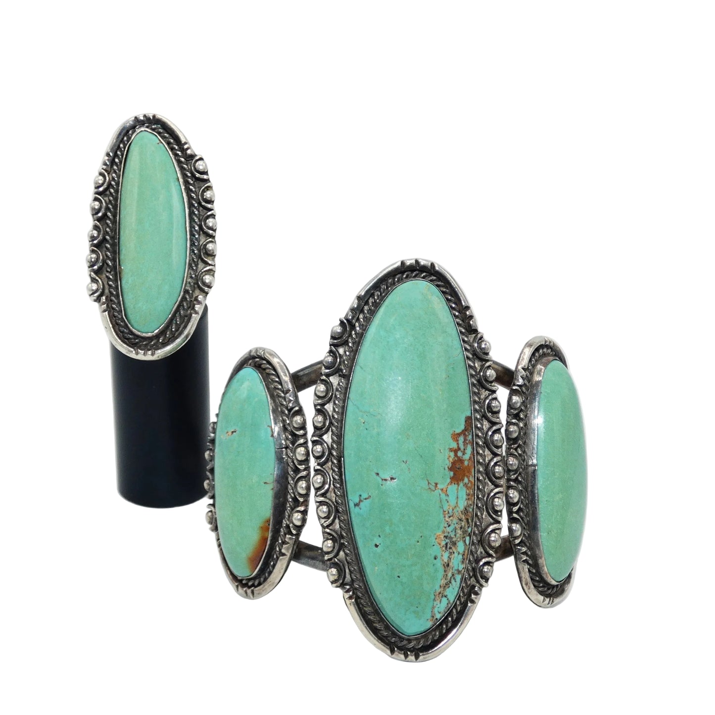 Vintage Native American Sterling Silver Turquoise Cuff & Ring