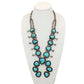 Vintage Sterling and Kingman Turquoise Squash Blossom Necklace