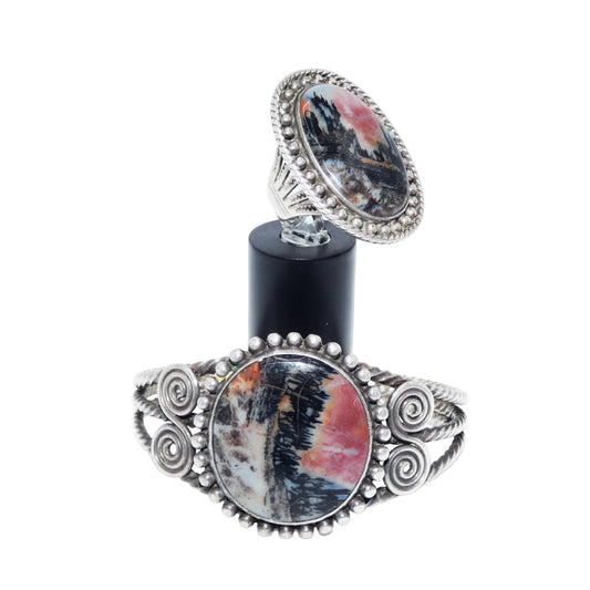 Sterling Silver Montana Agate Bracelet & Ring