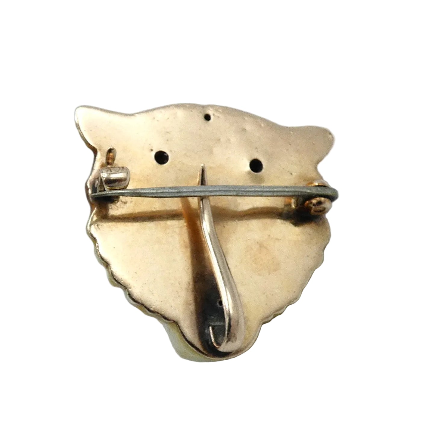 Antique Victorian 10K Gold & Enamel Tiger Brooch with Diamonds