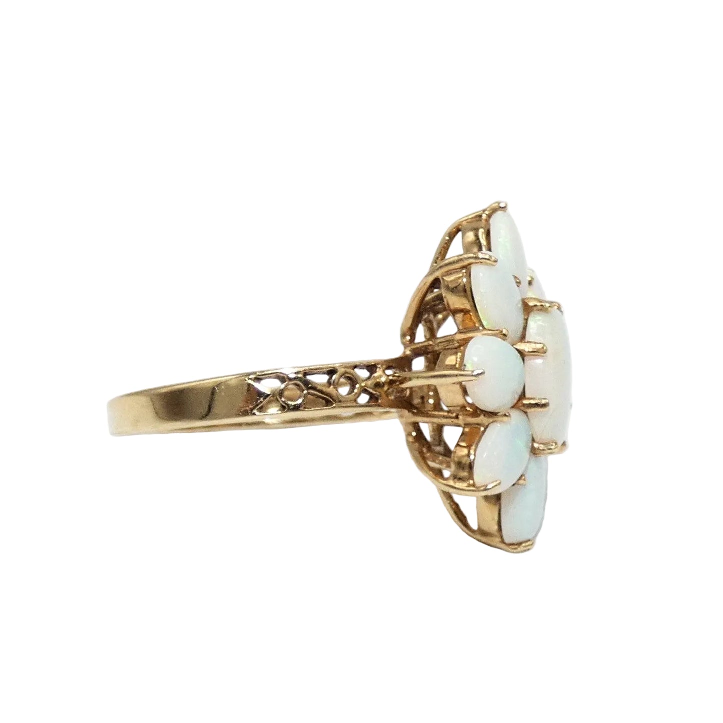 Vintage Opal Flower 14K Gold Ring