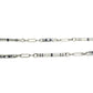 A 14k white gold pocket watch chain featuring geometric inlay details