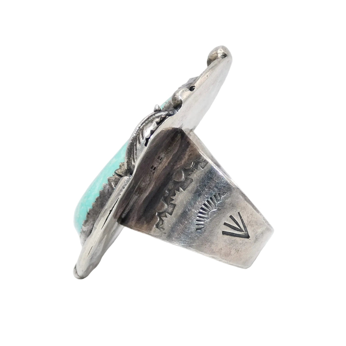 Vintage Heavy and Large Sterling Silver Turquoise Ring