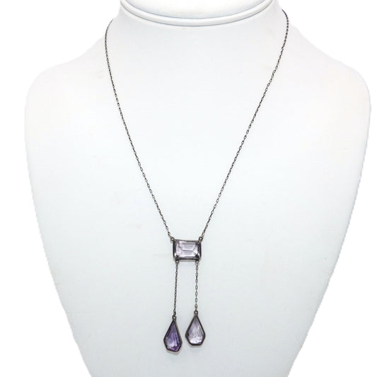 Edwardian Sterling Silver Amethyst Negligee Necklace