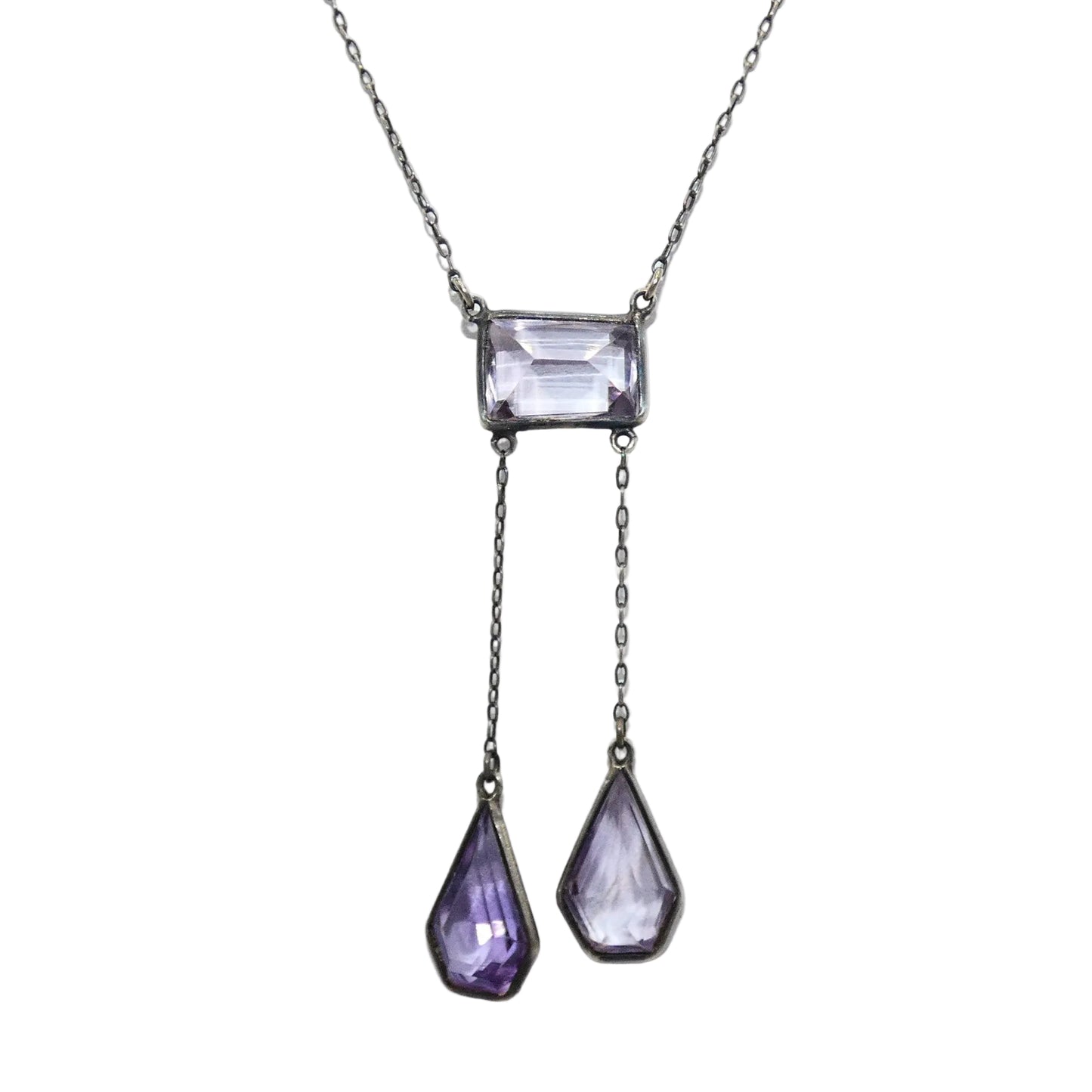 Edwardian Sterling Silver Amethyst Negligee Necklace
