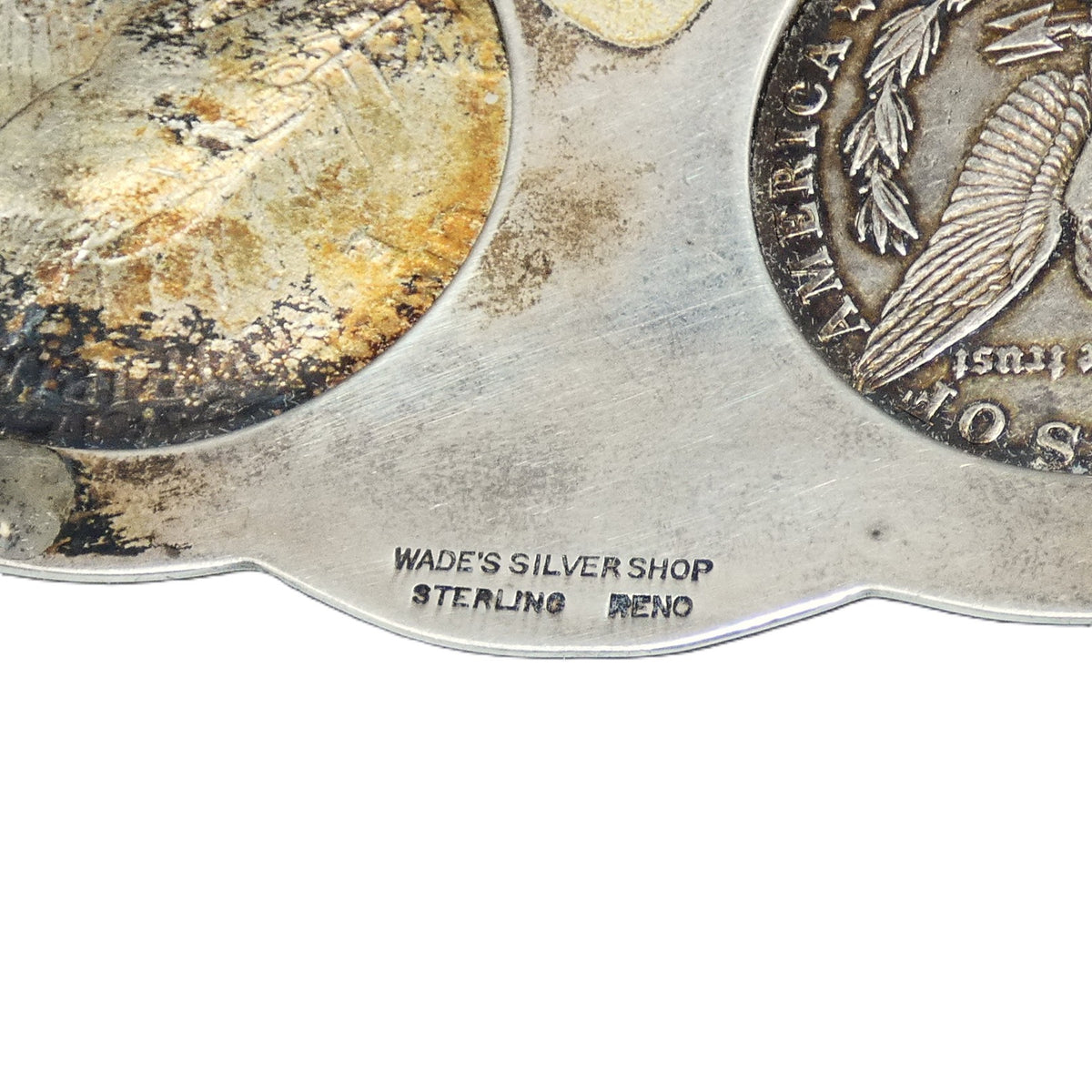 Wade's Sterling Shop Two Coin Buckle 1921 Morgan and 1923 Peace Dollars