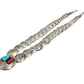 Vintage Tom Taylor Sterling Silver Turquoise & Coral Stamp Work Pillow Necklace