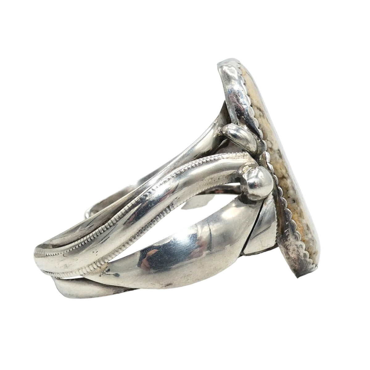 Vintage Navajo Sterling Silver White Buffalo Cuff Richard Hoskie