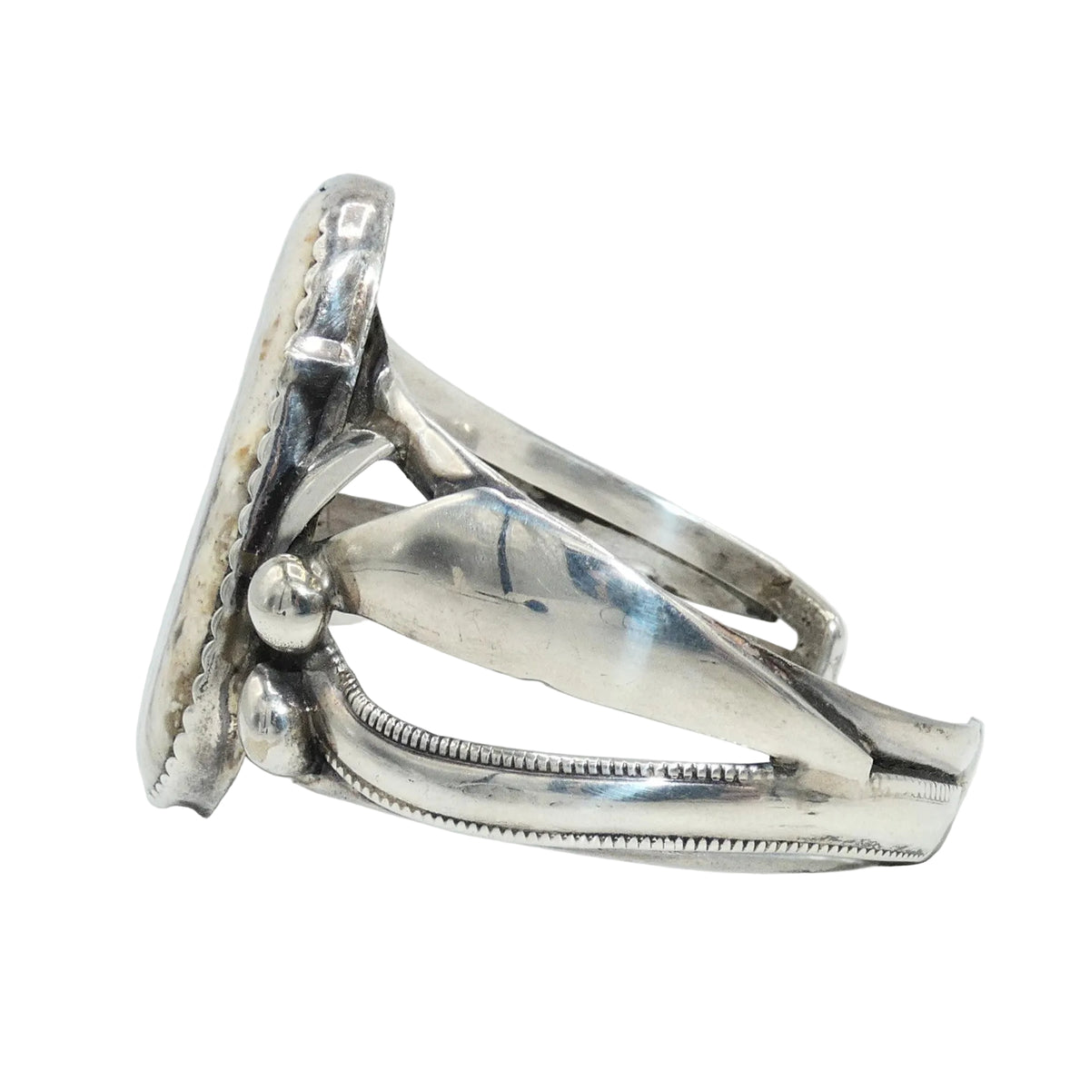 Vintage Navajo Sterling Silver White Buffalo Cuff Richard Hoskie