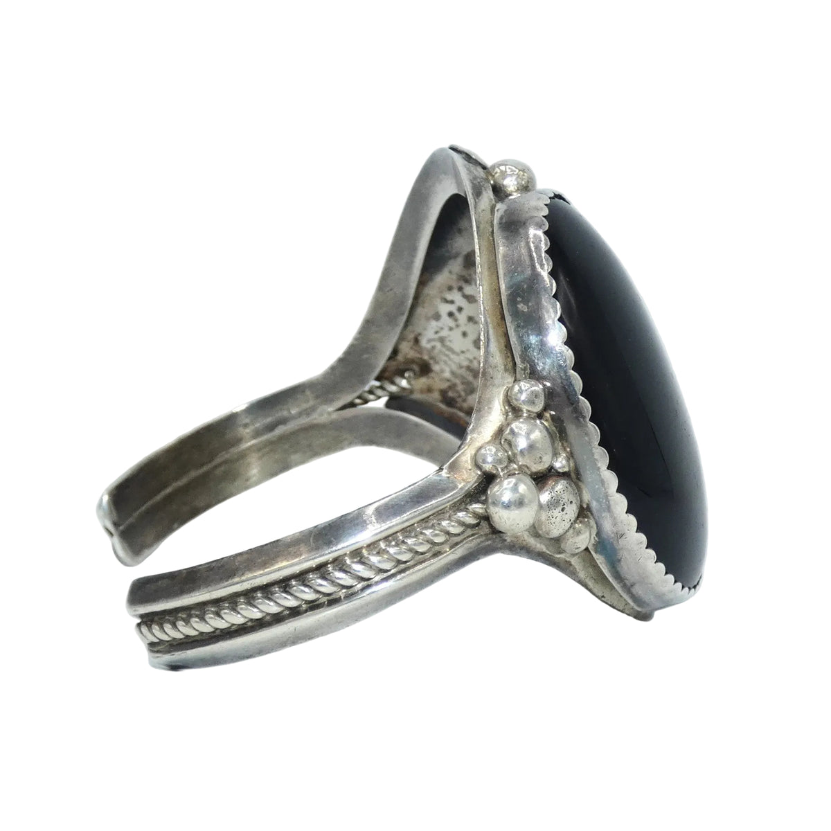 Vintage Sterling Silver Onyx Cuff Bracelet