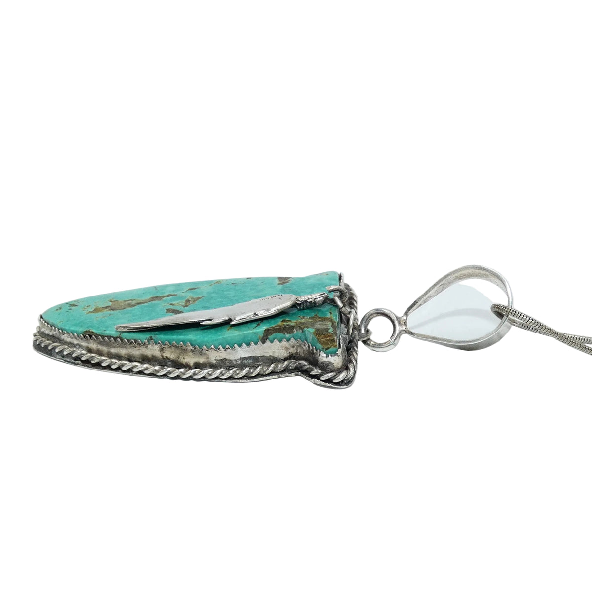 Vintage Sterling Silver Turquoise Arrow Pendant
