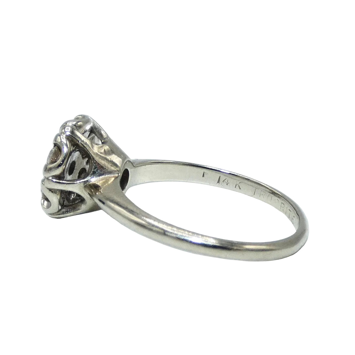 Mid Century 14k White gold Cluster 1 ct. Diamond Ring