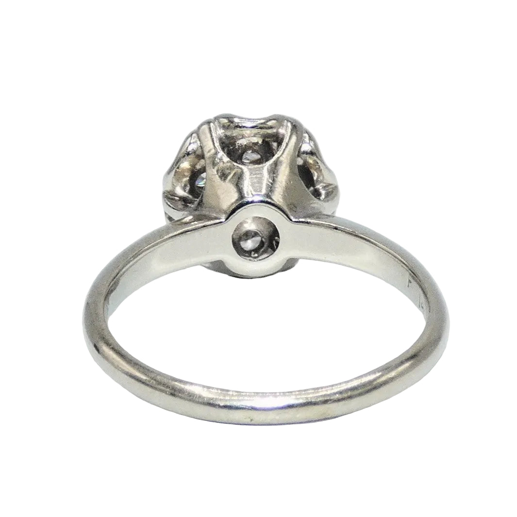 Mid Century 14k White gold Cluster 1 ct. Diamond Ring