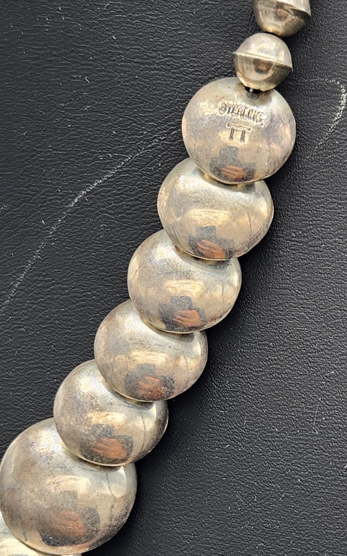 Vintage Tom Taylor Sterling Silver Turquoise & Coral Stamp Work Pillow Necklace