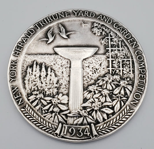 NEW YORK HERALD 1934 TRIBUNE YARD AND GARDEN COMPETITION STERLING MEDAL