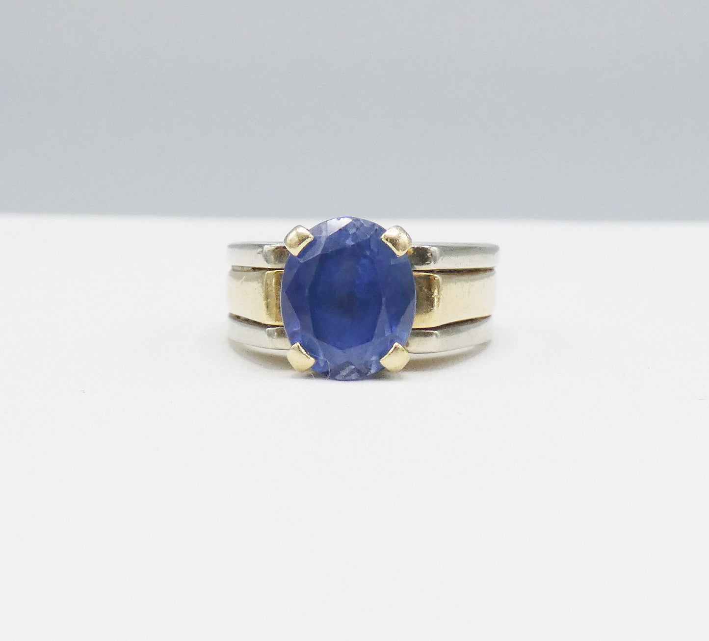 14k White & Yellow Gold With Lab Sapphire