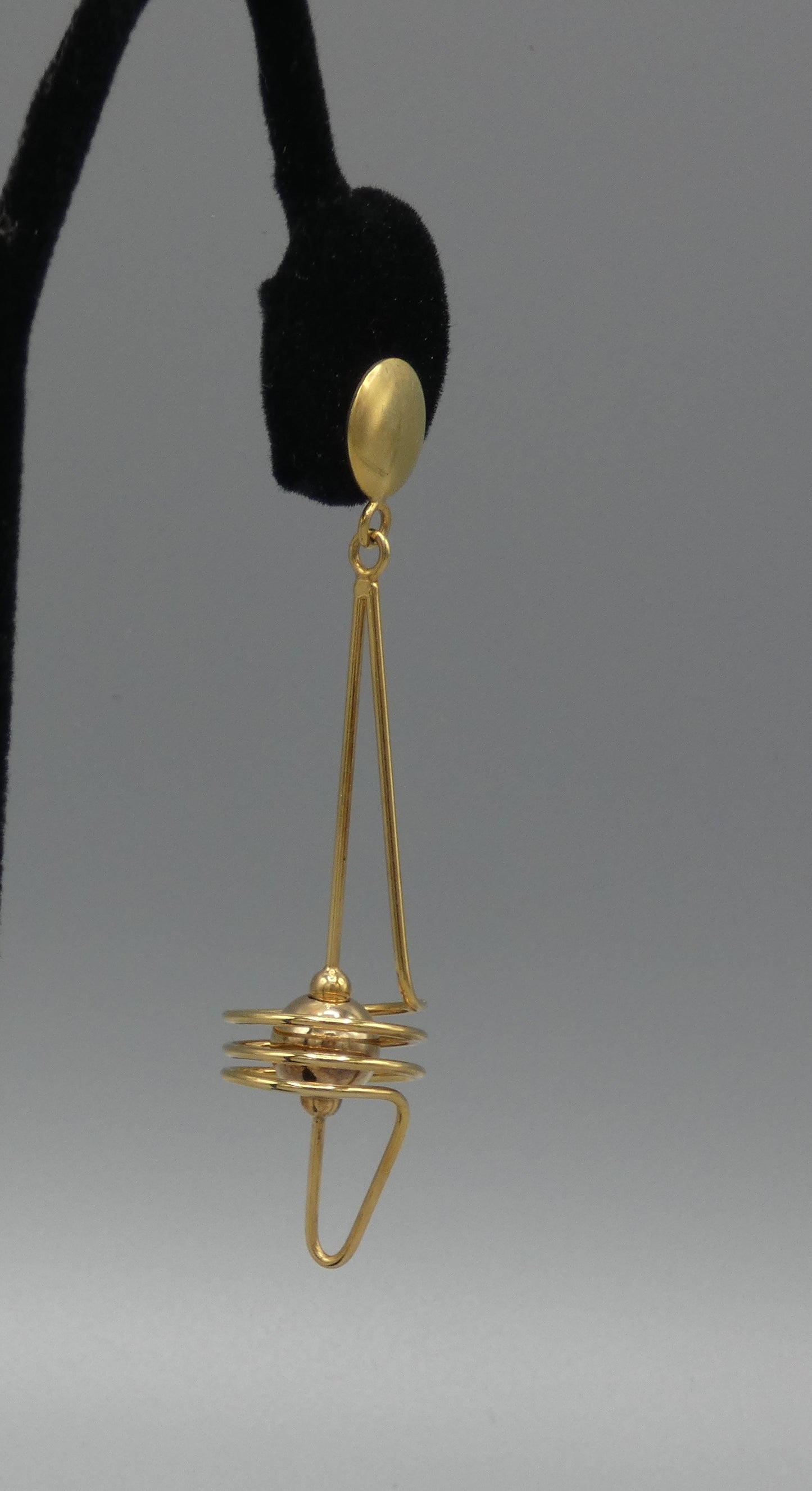 14k Gold long swirl earrings