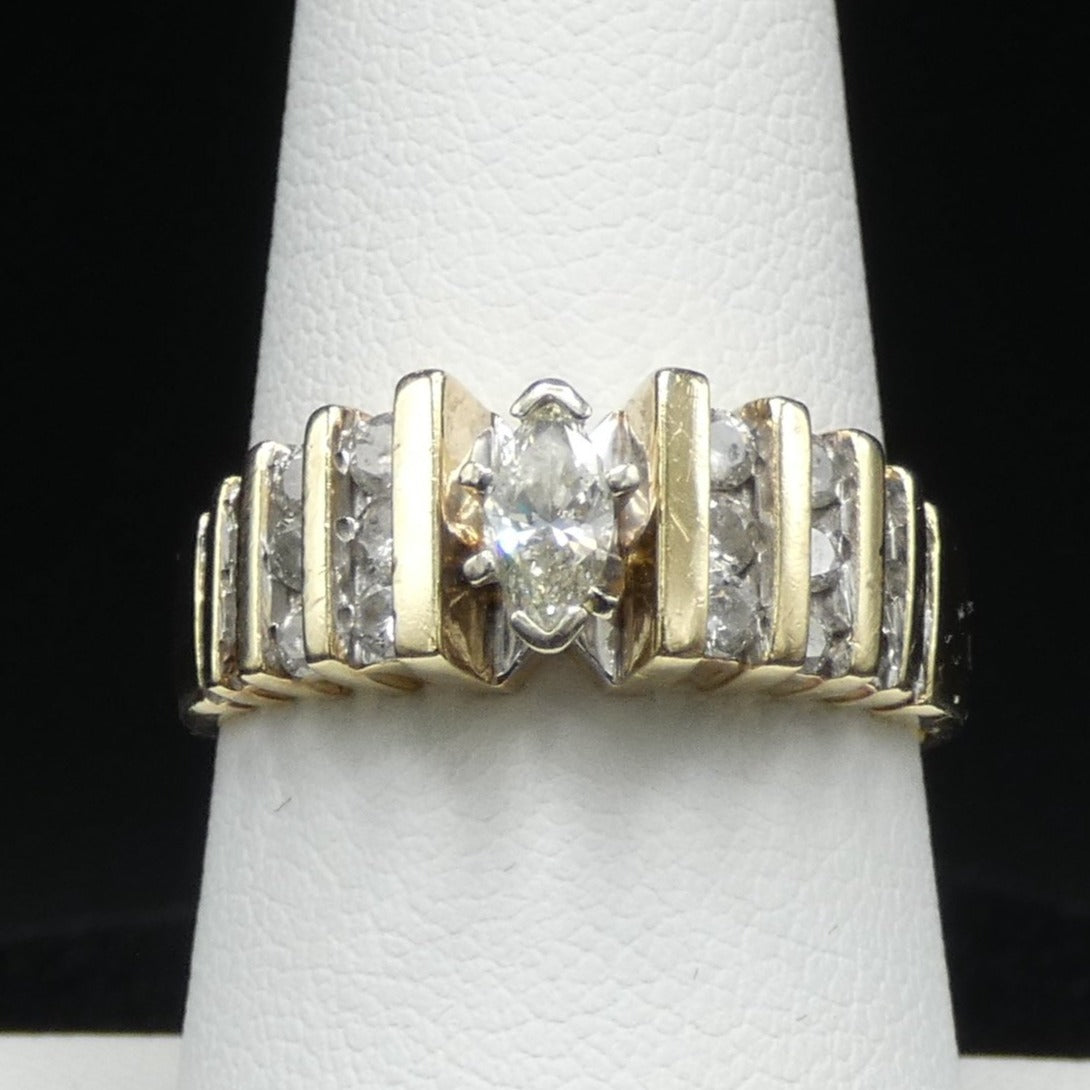 14k Gold Marquise Diamond Ring