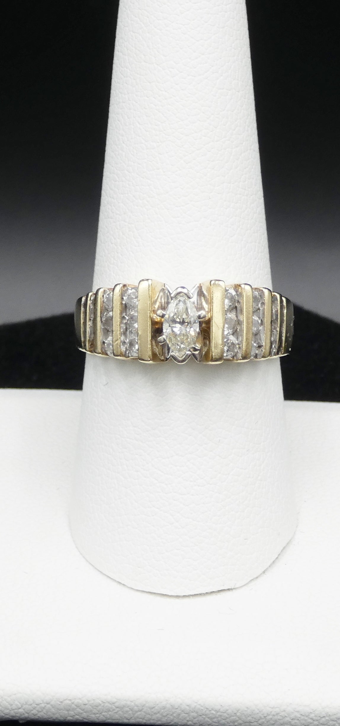 14k Gold Marquise Diamond Ring