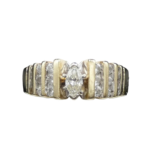 14k Gold Marquise Diamond Ring