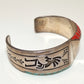 Heavy Sterling Turquoise and Coral Bracelet