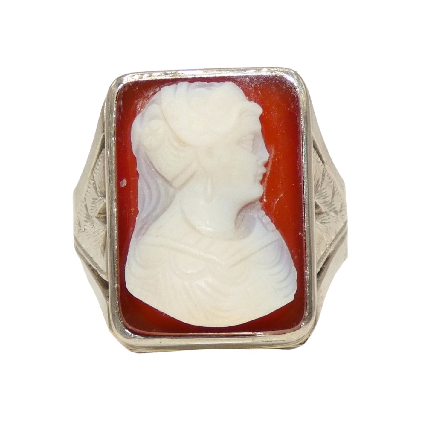 14K White Gold Cameo Ring