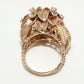 14K Gold Custom Flower Ring with Diamonds & Aquamarine