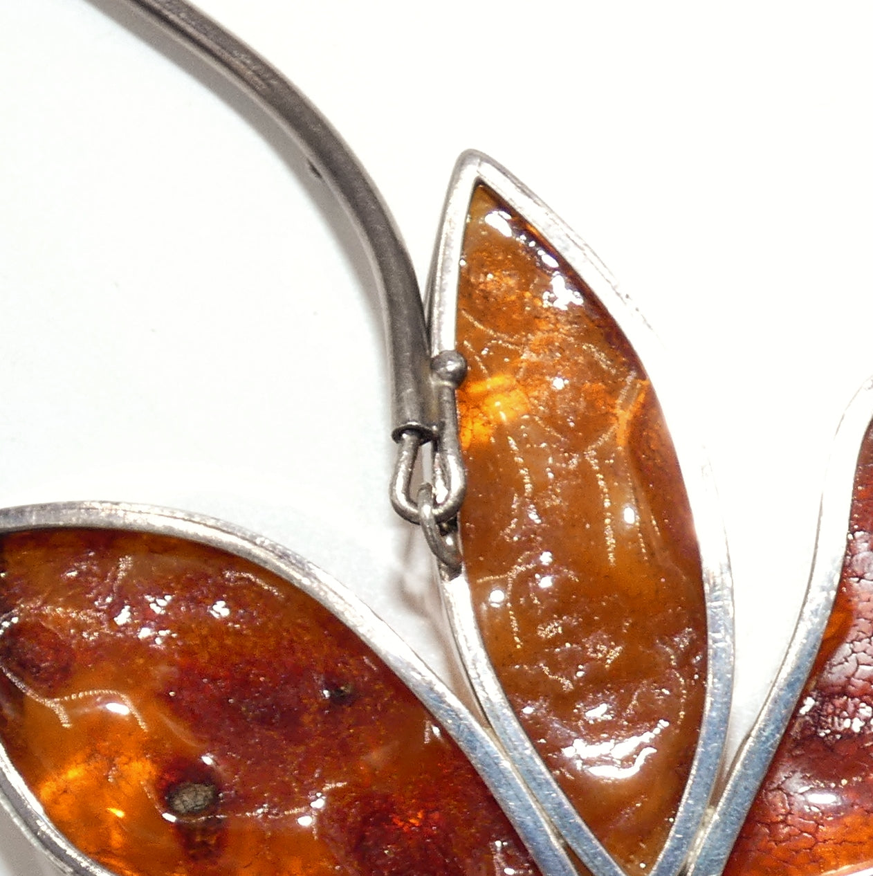 Amber Flower Necklace Set in Sterling